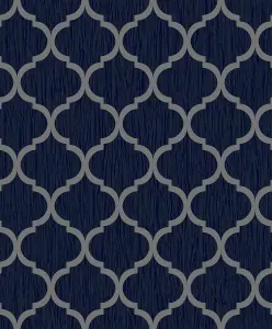 Crystal Trellis Wallpaper Blue / Silver Debona 8894