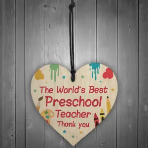 Gift For Preschool Teacher Wood Heart Thank You Gift Preschool Leaving Gift Keepsake