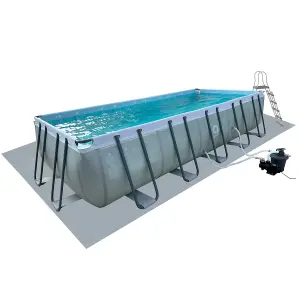 Avenli 25ft x 12ft x 52" Rectangular Above Ground Swimming Pool, Sand Filter Pump &Accessories