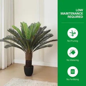 113cm Leaf Large Artificial Cycas Tree in Black Pot for Decoration for Home Office