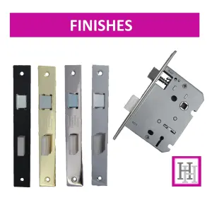 3 Lever Mortice Nickel Sash Lock Key 3" 76mm Bolt Through Reversable Bathroom Handle Locks