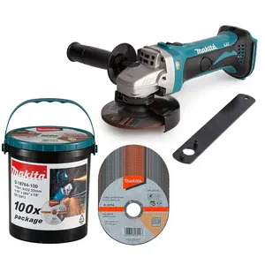 Makita DGA452Z 18v 4.5" 115mm Angle Grinder Li-Ion Bare + 100 Thin Fast Discs