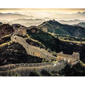 Pyramid International Great Wall of China Canvas Print Green/Brown (80cm x 60cm)