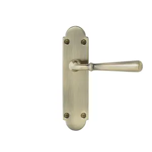 Colours Leba Antique brass effect Steel Straight Latch Door handle (L)116mm