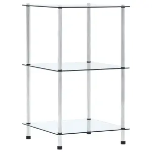 Berkfield 3-Tier Shelf Transparent 40x40x67 cm Tempered Glass