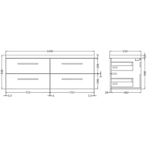 Lehman 1400mm Wall Mount Vanity Unit Charcoal Black