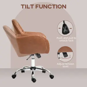 HOMCOM Computer Desk Chair with PU Leather, Swivel Wheels, Brown