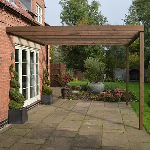 Wall Mounted Box Pergola - L420 x W420 x H270 cm - Rustic Brown