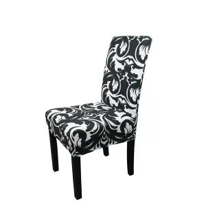 Abstract Zebra Design Universal Dining Chair Cover, Black - Pack of 1