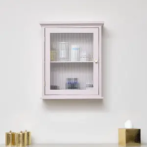 Melody Maison Pink Reeded Glass Fronted Wall Cabinet