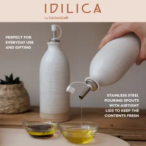 KitchenCraft Idilica Oil and Vinegar Bottles, Set of 2, Cream, 450ml