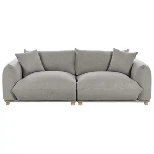 3 Seater Fabric Sofa Light Grey LUVOS