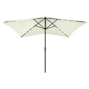 Berkfield Parasol with LEDs and Steel Pole Sand 2x3 m