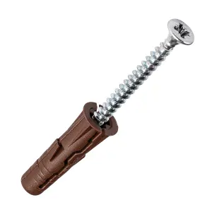 Rawlplug Brown Multi-purpose screw & wall plug (Dia)7mm (L)30mm, Pack of 200