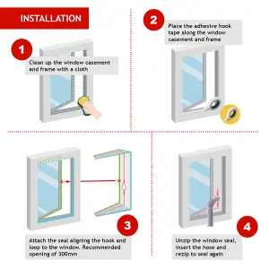 SPARES2GO Air Con Window Seal Kit Portable AC Air Conditioning Zip Hose Vent 3m Universal