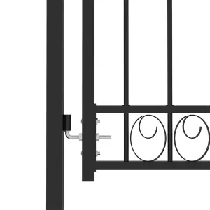 Berkfield Fence Gate with Arched Top Steel 100x150 cm Black