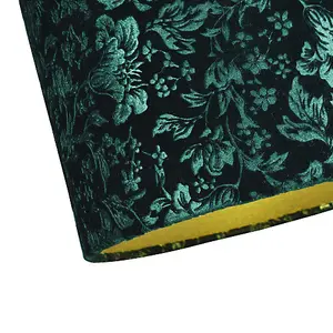 Floral Decorated Forest and Emerald Green Velvet Fabric Shade with Inner Lining