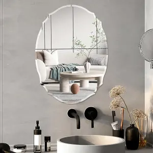 Clear Glass Creative Wall Mounted Frameless Bathroom Mirror Vanity Mirror for Dressing Table 400 x 600 mm