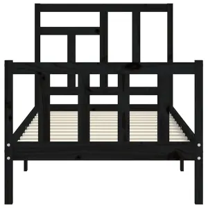 Berkfield Bed Frame with Headboard Black 90x200 cm Solid Wood