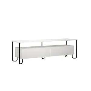 Decortie Cornea Modern TV Unit White with Storage TV Cabinet 150cm