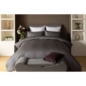 Belledorm Hotel Suite Stripe Duvet Cover Set Charcoal (King)