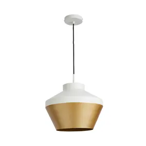 The Lighting Edit Dina pendant Matt Ivory Brass effect LED Pendant ceiling light, (Dia)320mm