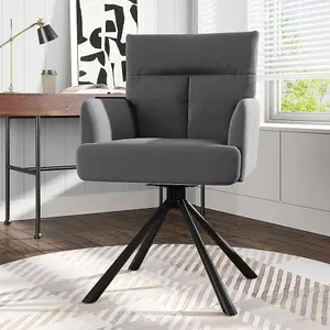 Grey Modern Upholstered Swivel Armchair with Legs 94cm H