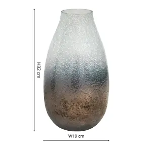 Verre Snowdrop Atlantic Blue Frosted Vase H25Cm W32Cm