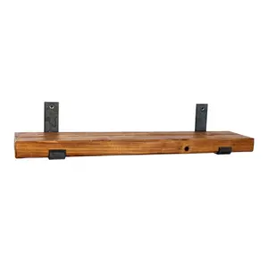 Benedicte  Bracket Shelf with Hooks Teak / 24cm H x 100cm W x 14.5cm D