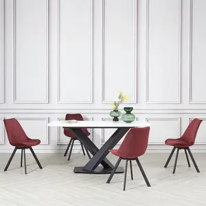 4 Rivas Velvet Upholstered Dining Chairs (Set of 4) Red