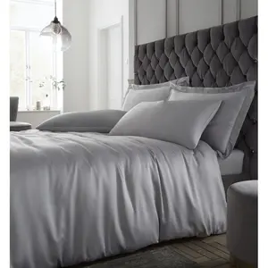 Silky Soft Satin Duvet Cover Set with Pillowcases Silver / Single Duvet Cover + 1 Standard Pillowcase