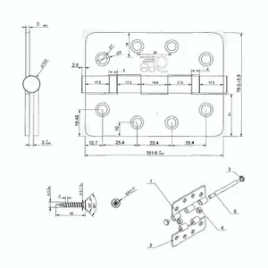 EAI 4" Stainless Fire Door Hinges Grade 13 G13 & Screws - 102x76x3mm Radius Corners - Satin 4" Stainless