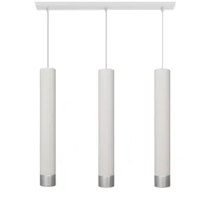 Luminosa Tuba Straight Bar Pendant Ceiling Light White, Chrome 60cm