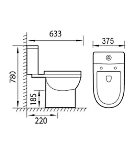 Banyetti Carlo Open Back Close Coupled Toilet with Soft Close Seat