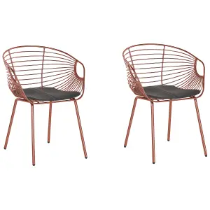 Set of 2 Dining Chairs HOBACK Metal Copper