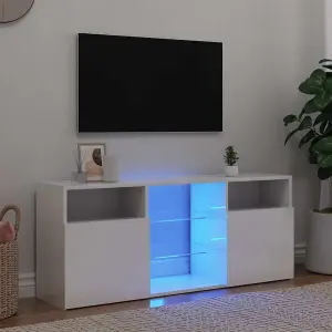 vidaXL TV Cabinet with LED Lights High Gloss White 120x30x50 cm