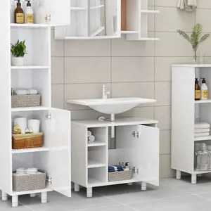 Berkfield Bathroom Cabinet High Gloss White 60x32x53.5 cm Engineered Wood