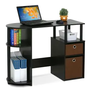 Furinno JAYA Simplistic Computer Study Desk with Bin Drawers, Espresso