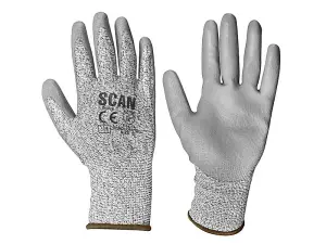 Scan H3101-3 Grey PU Coated Cut 3 Gloves - XL Size 10 SCAGLOCUT3XL