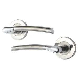 AFIT Internal Door Handle Latch Set - Polished/Satin Chrome Duo Finish - 64mm Latch 76mm Hinges Boston Range