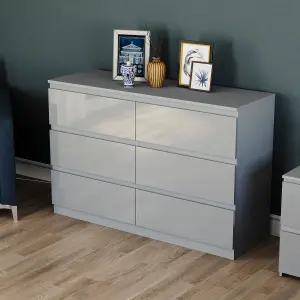 Vida Designs Glinton 6 Drawer Chest (100% FSC), Grey