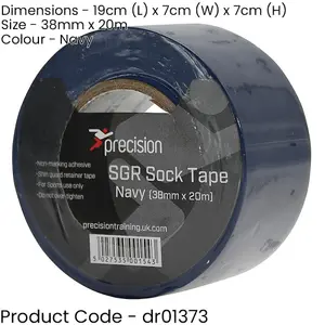 5 PACK - 38mm x 20m NAVY Sock Tape - Football Shin Guard Pads Holder Tape