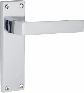 6 Sets Victorian Straight Delta Handle Latch Door Handles, Silver Polished Chrome, 1 Pair 3" Ball Bearing Hinges, 150mm x 40mm