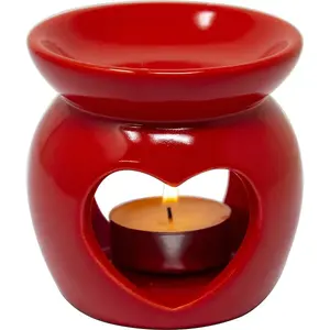 4 X Ceramic Love Heart Oil Burner With Scented Wax Melt Gift Tea Lights Aroma