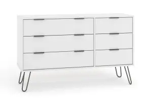 Core Products Augusta White 3+3 wide drawer chest of drawers