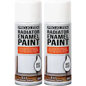 White Gloss Heat Resistant Radiator Enamel Paint 400ml x2