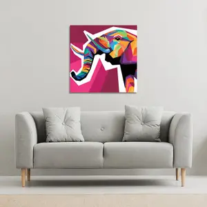 Colorful illustration of Elephant head in WPAP style (Canvas Print) / 101 x 101 x 4cm