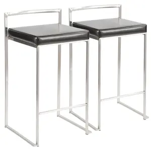 Daggett 68.5cm Bar Stool (Set of 2) Stainless Steel / Black / Counter Stool (27" Seat Height)