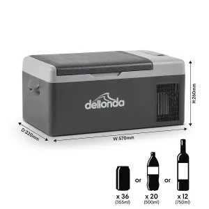 Dellonda 15L Portable Compressor Car Fridge Electric Camping Cool Box 12V/24V