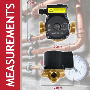 SPARES2GO Hot Water Circulator Pump Universal Bronze Circulation System (45W, 230V, 50Hz, 130mm)